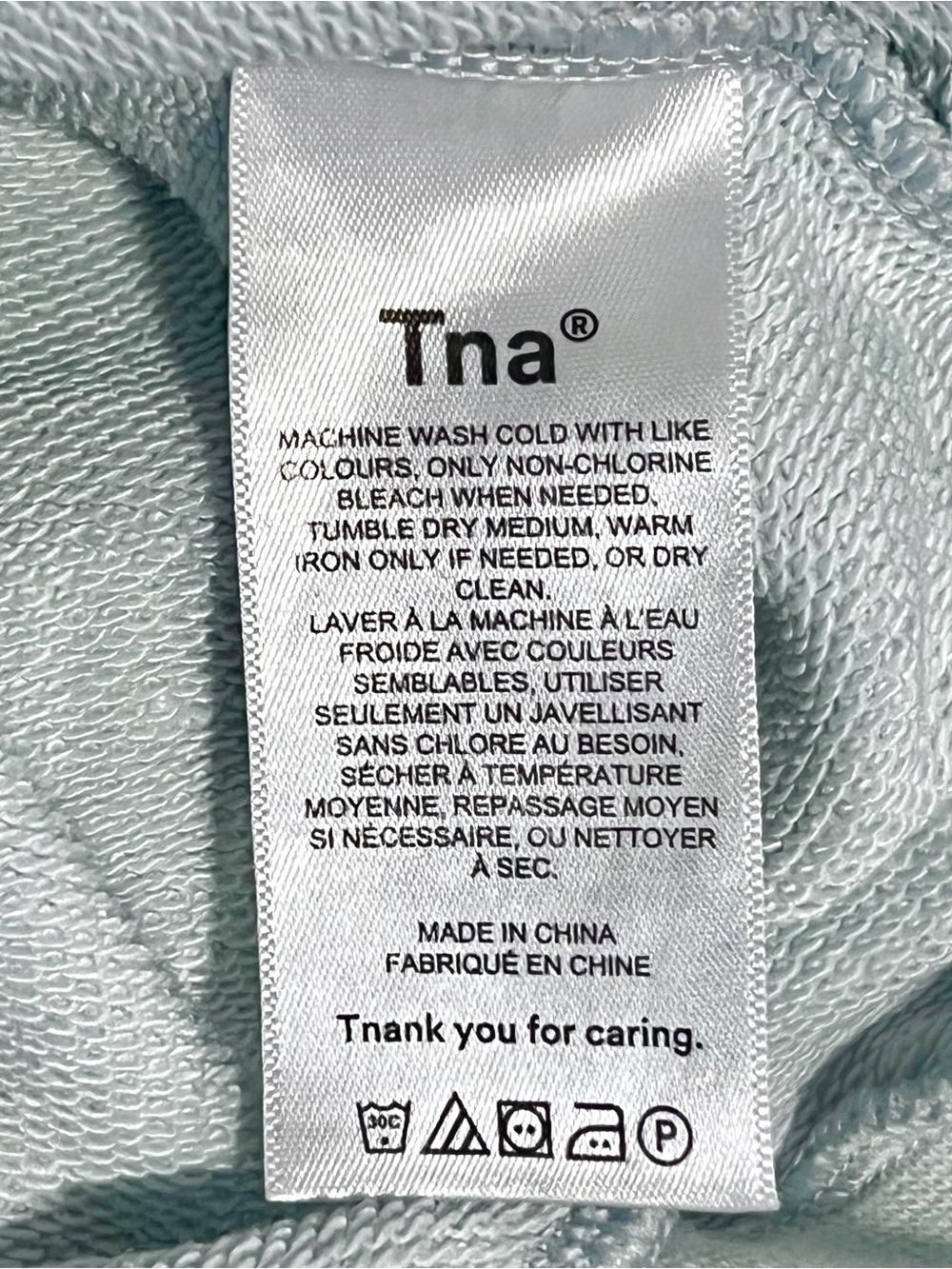 Aritzia Tna Airy Fleece Boyfriend 1/4 Zip Cropped Sweatshirt Ice Grey Blue - Picture 6 of 6